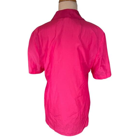 Coldwater Creek Silk Blend Short Sleeve Button Down Blouse Pink Large/14 NWT - Picture 2 of 13